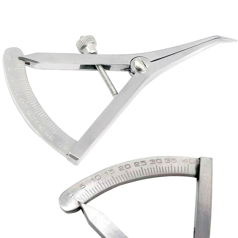 Castroviejo Caliper 3.5" Angled Measuring & Marking Device with Graduated 0-40Mm Scale and Adjustable Thumbscrew, Stainless Steel Orthopedic Ophthalmic Measuring Instrument